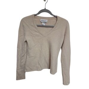 Bloomingdale's Beige V-Neck Sweater